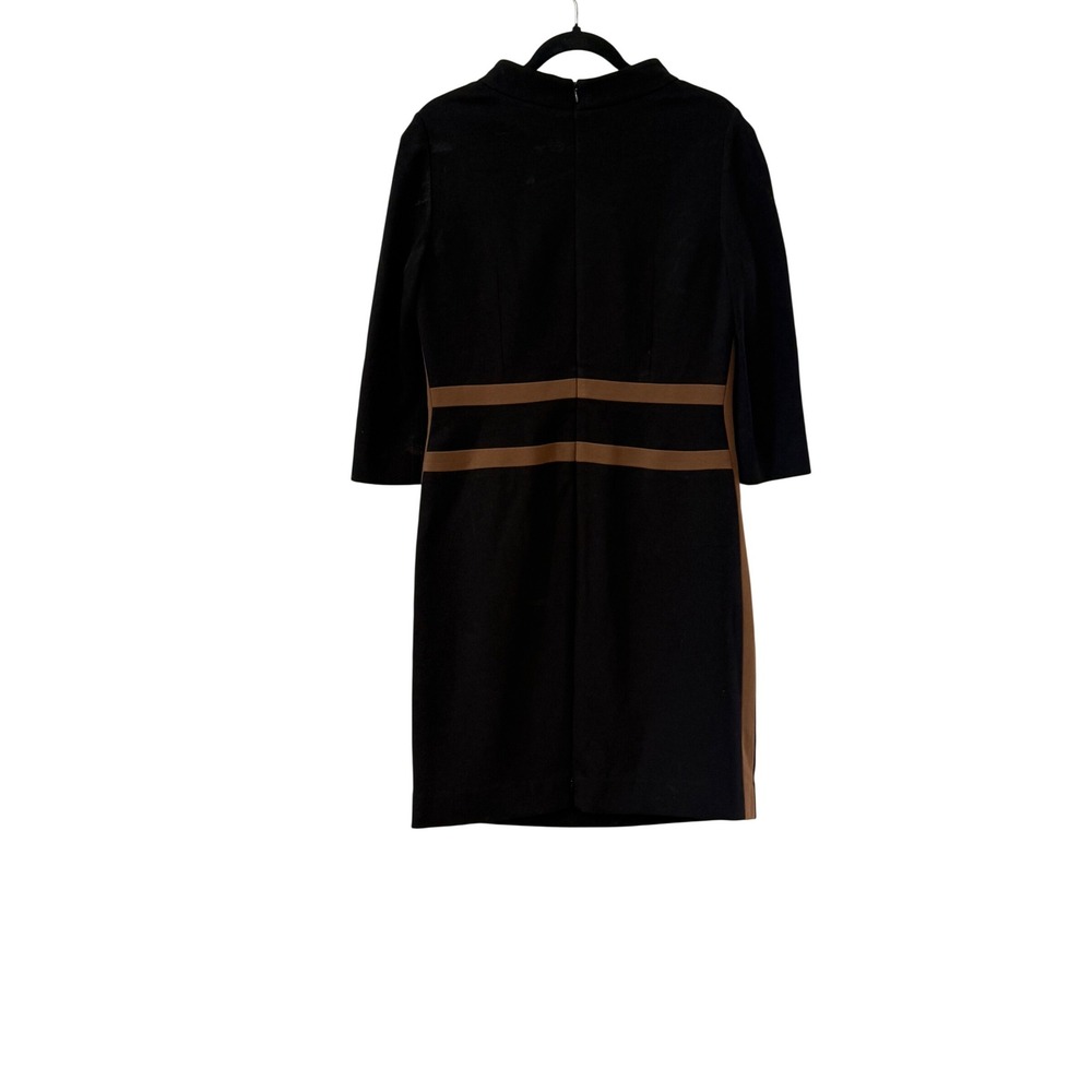 Per Se Black Tan Colorblock Sheath Dress Career Office Stretch Size 8 Midi - Picture 5 of 5